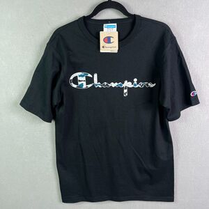 Champion Heritage T Shirt Mens Medium Black Blue Camo Logo Short Sleeve